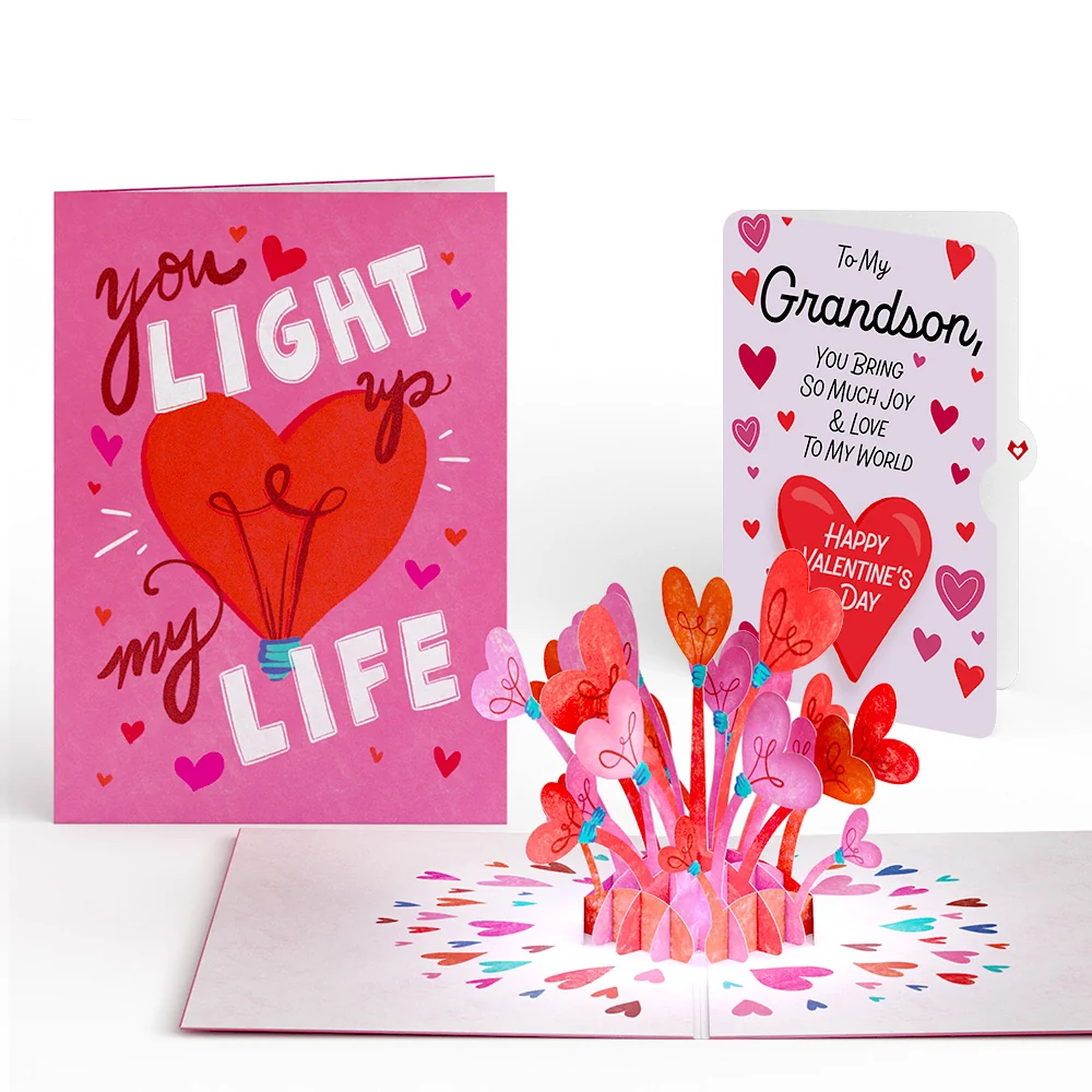 Lovepop You Light Up My Life Valentine Light-Up Pop-Up Card and Sentiment Set for Grandson