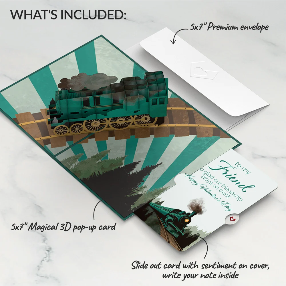 Lovepop Classic Train Valentine Pop-Up Card and Sentiment Set for Friend - Image 2