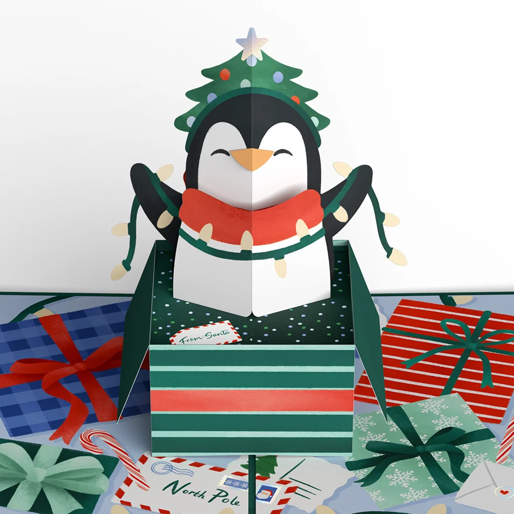 Lovepop Season's Greetings Penguin Surprise Pop-Up Card - Image 2
