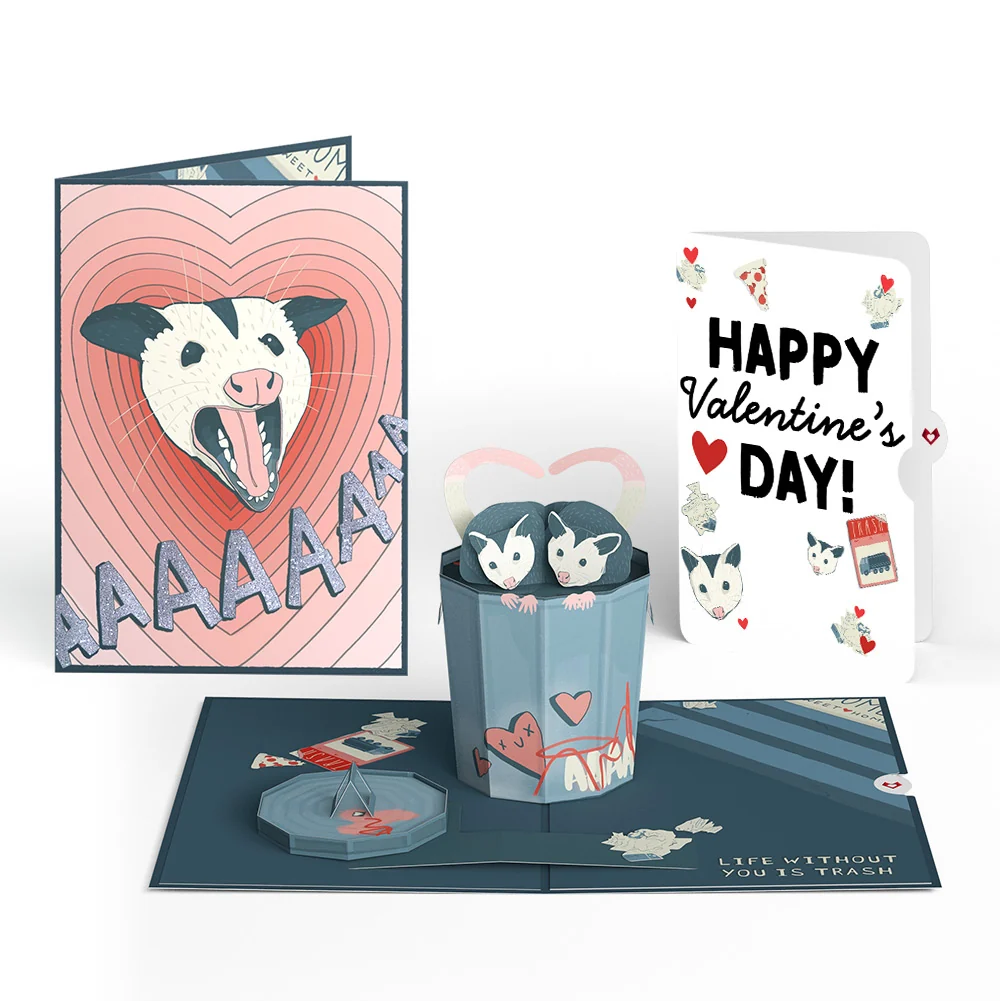 Lovepop Life Without You Is Trash Possums Valentine Pop-Up Card and Sentiment Set