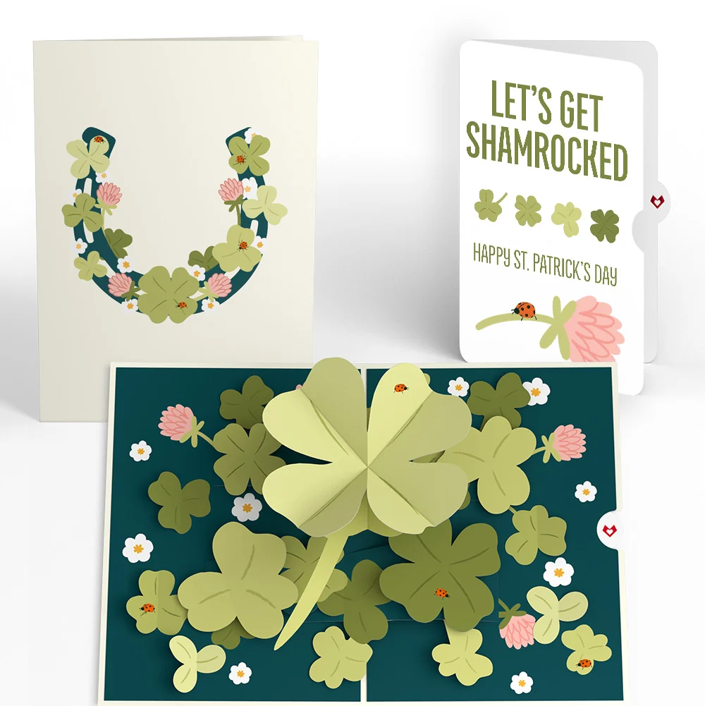 Lovepop Shamrock Fields St. Patrick’s Day Pop-Up Card and Good Luck Bloom Shamrocked Sentiment Set Cream