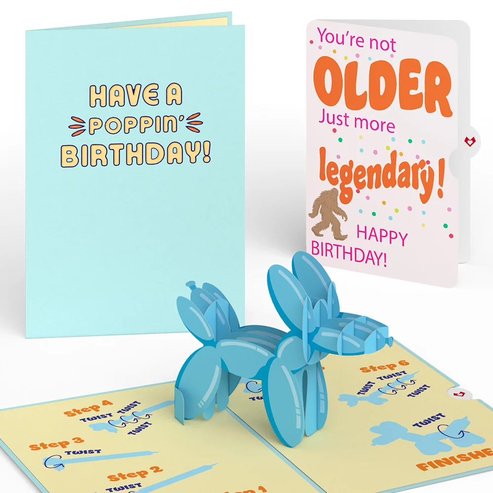 Lovepop Birthday Balloon Animal Pop-Up Card and Not Older Just More Legendary Sentiment Set