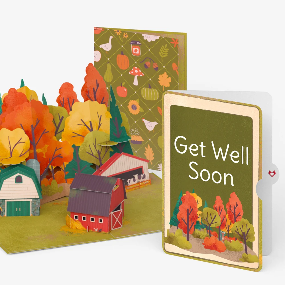 Lovepop Fall Rustic Farm Get Well Pop-Up Card and Sentiment Set Jar