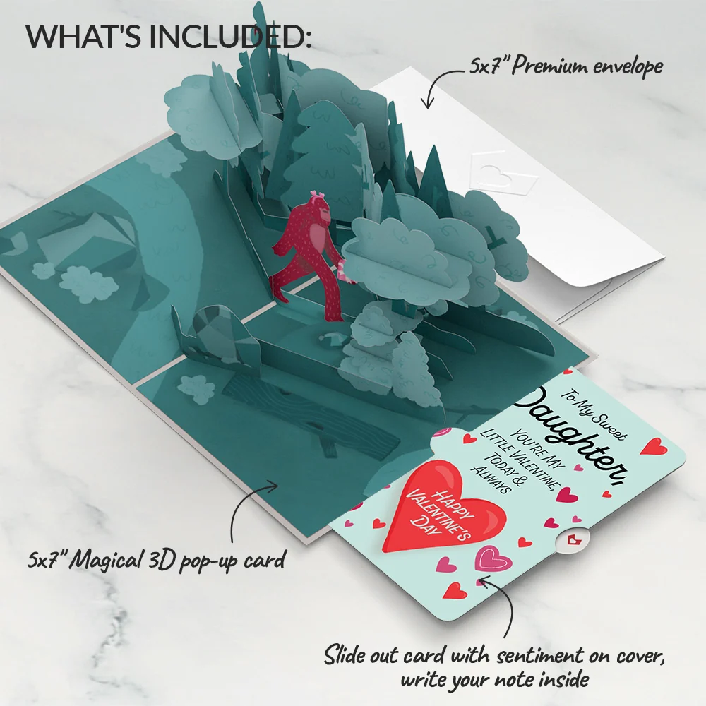 Lovepop Searching for a Valentine Like You Bigfoot Valentine Pop-Up Card and Sentiment Set for Daughter - Image 2