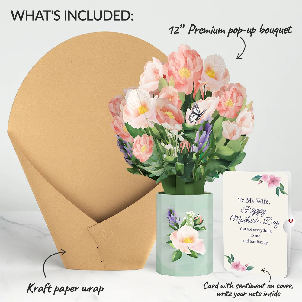Lovepop Peony Mother's Day Bouquet and Sentiment Set for Wife Vase - Image 2