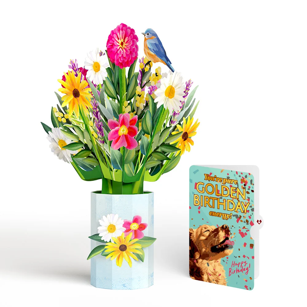 Lovepop Black-Eyed Susan Birthday Bouquet and Golden Energy Sentiment Set Vase