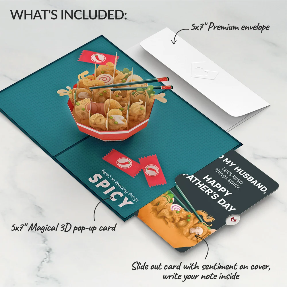 Lovepop Send Noods Spicy Father's Day Pop-Up Card and Sentiment Set for Husband Bowl - Image 2