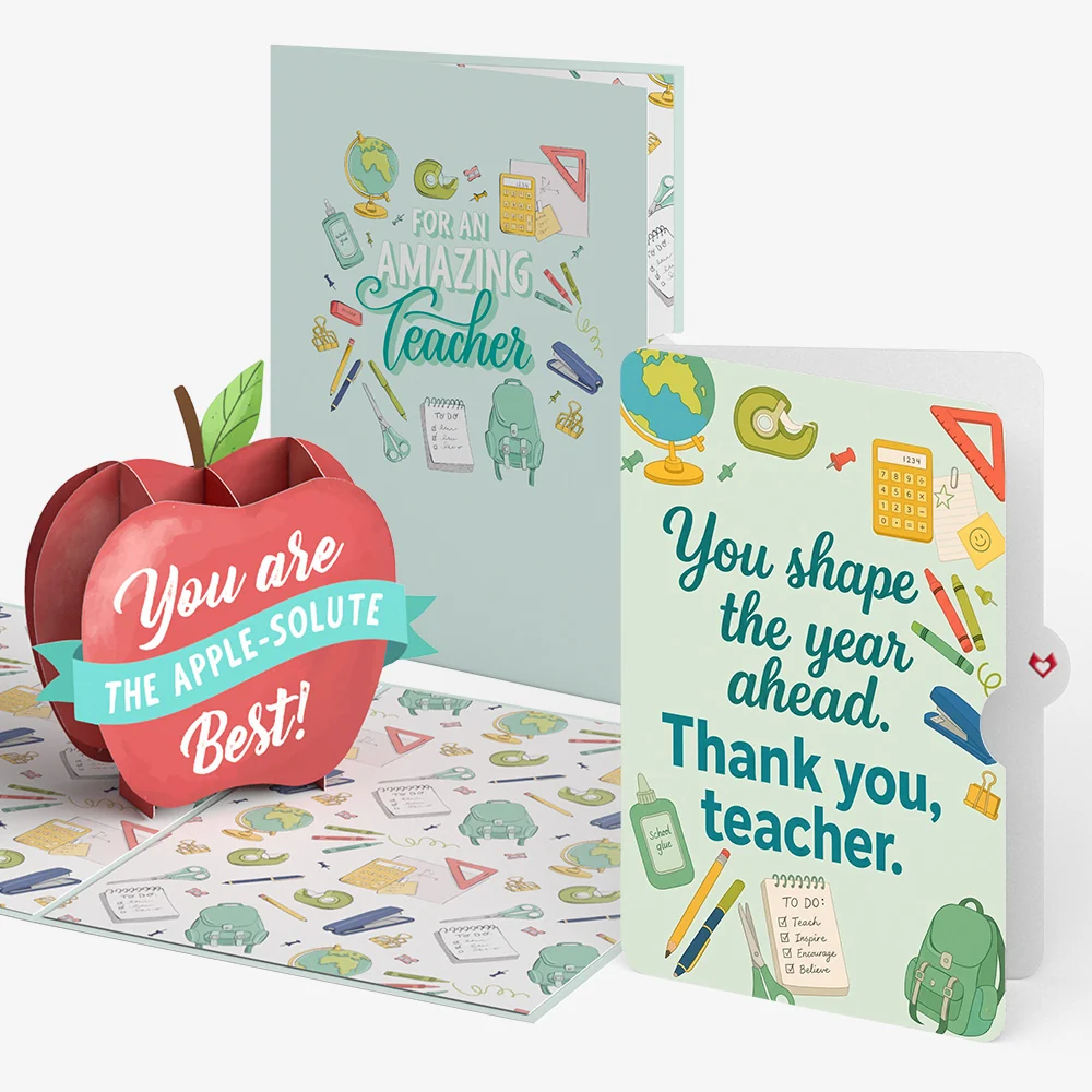 Lovepop Amazing Teacher Apple Thank You Pop-Up Card and Shape the Year Sentiment Set