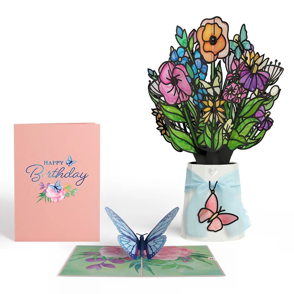 Lovepop Birthday Butterfly Pop-Up Card & Suncatcher Bouquet Bundle