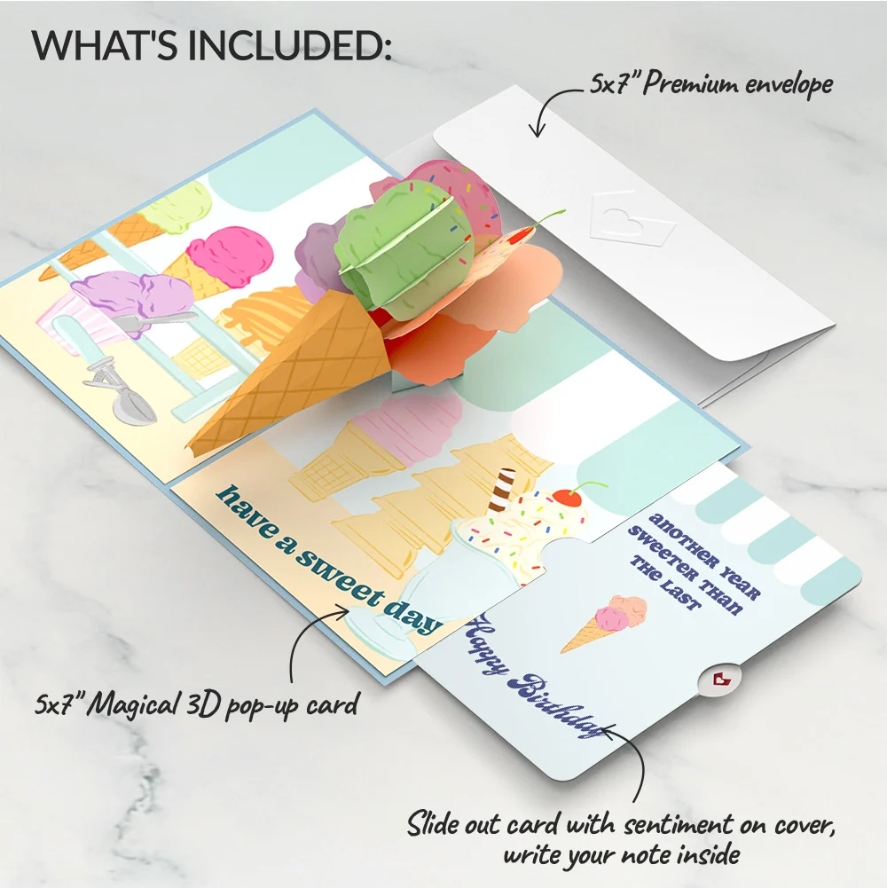 Lovepop Sweet Day Ice Cream Birthday Pop-Up Card and Sentiment Set - Image 2