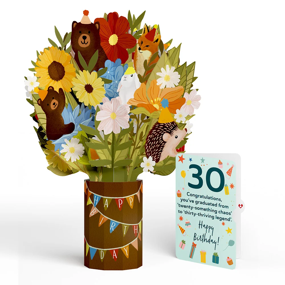 Lovepop Woodland 30th Birthday Party Bouquet and Sentiment Set Vase