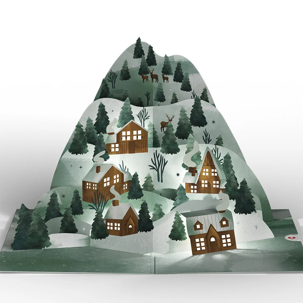 Lovepop Winter Wishes Mountain Village First Holiday Light-Up Pop-Up Card and Sentiment Set for Baby - Image 3