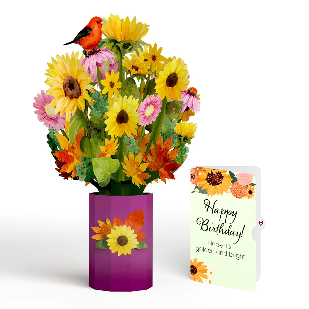 Lovepop Golden Sunflower Birthday Bouquet and Sentiment Set