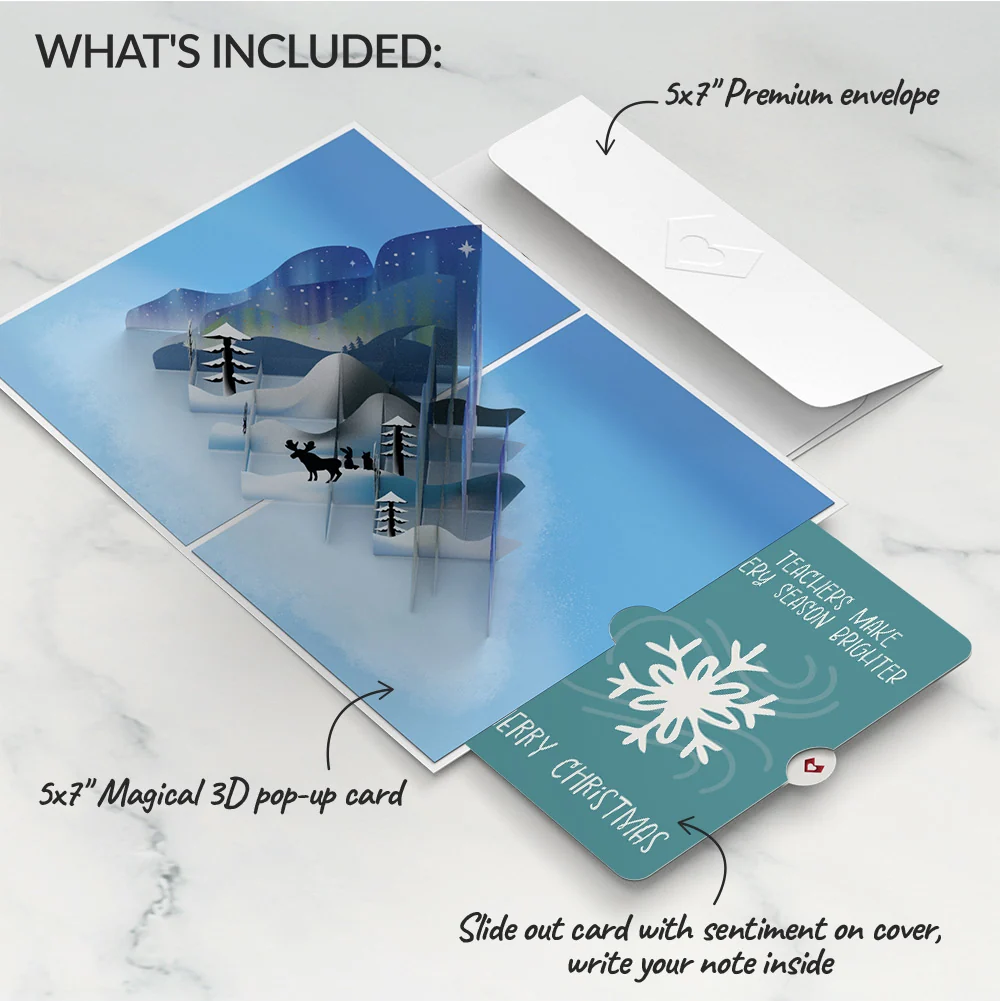 Lovepop Winter Borealis Scene Pop-Up Card and Sentiment Set for Teacher - Image 2