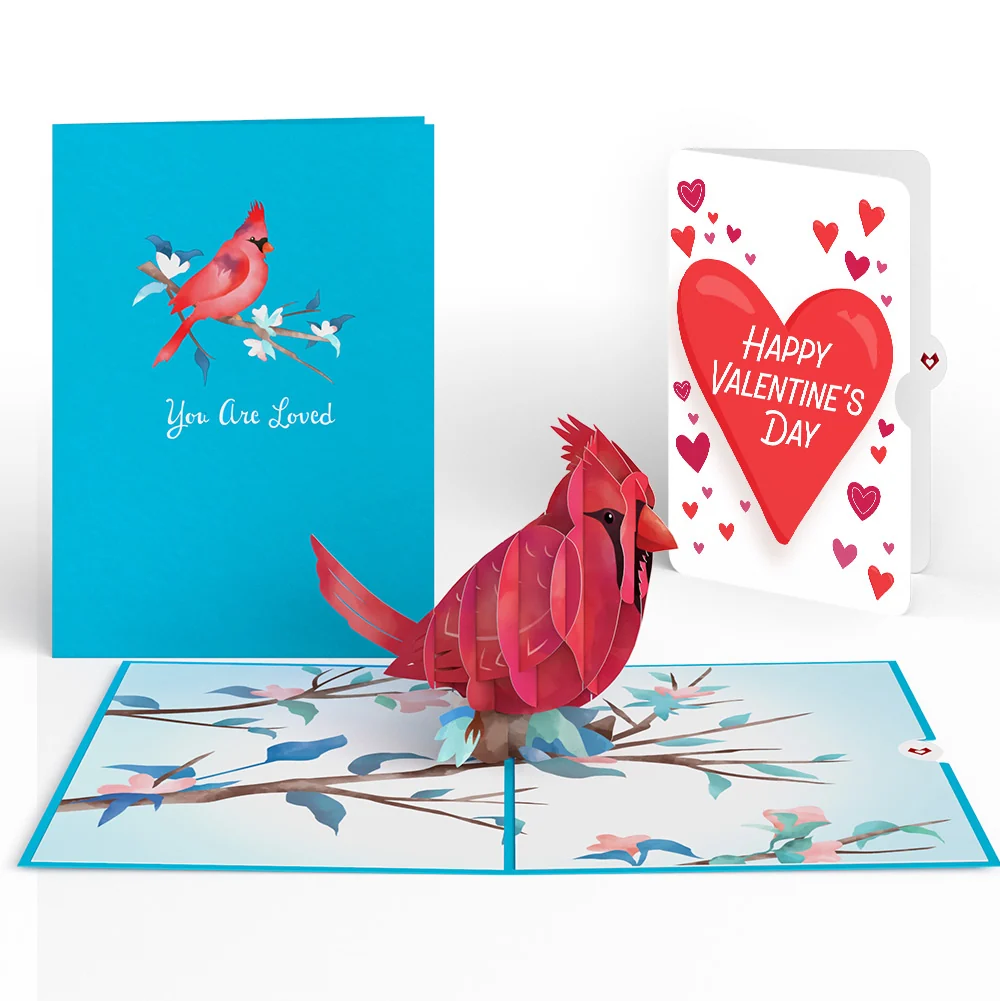 Lovepop Love Cardinal Valentine Pop-Up Card and Big Sweet Heart Sentiment Set