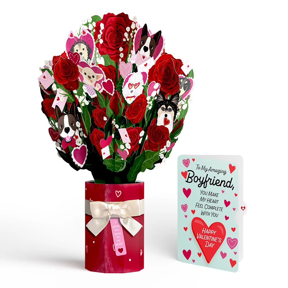 Lovepop I Woof You Dog Valentine Bouquet and Sentiment Set for Boyfriend Vase