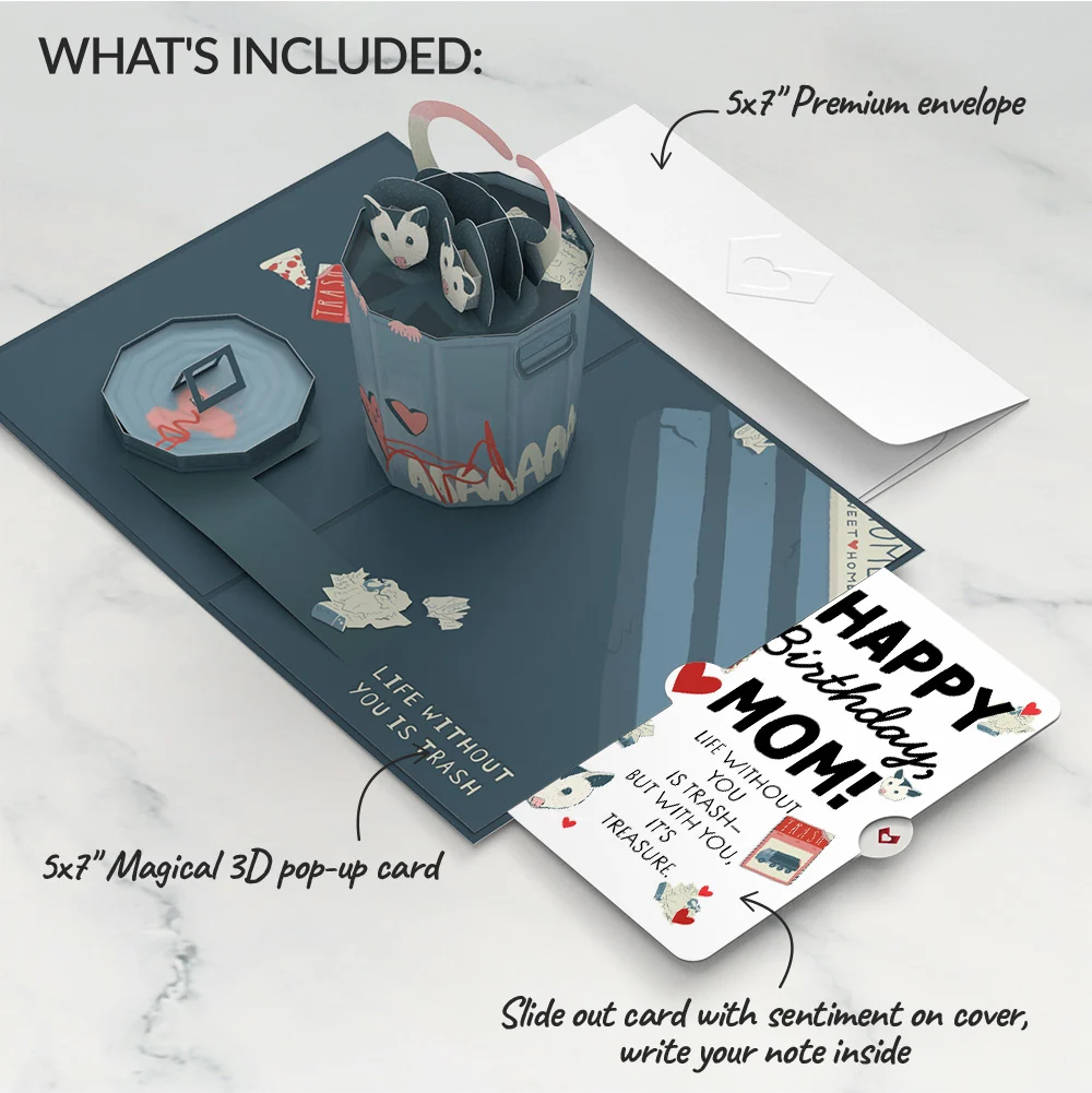 Lovepop Life Without You Is Trash Possums Birthday Pop-Up Card and Sentiment Set for Mom - Image 2