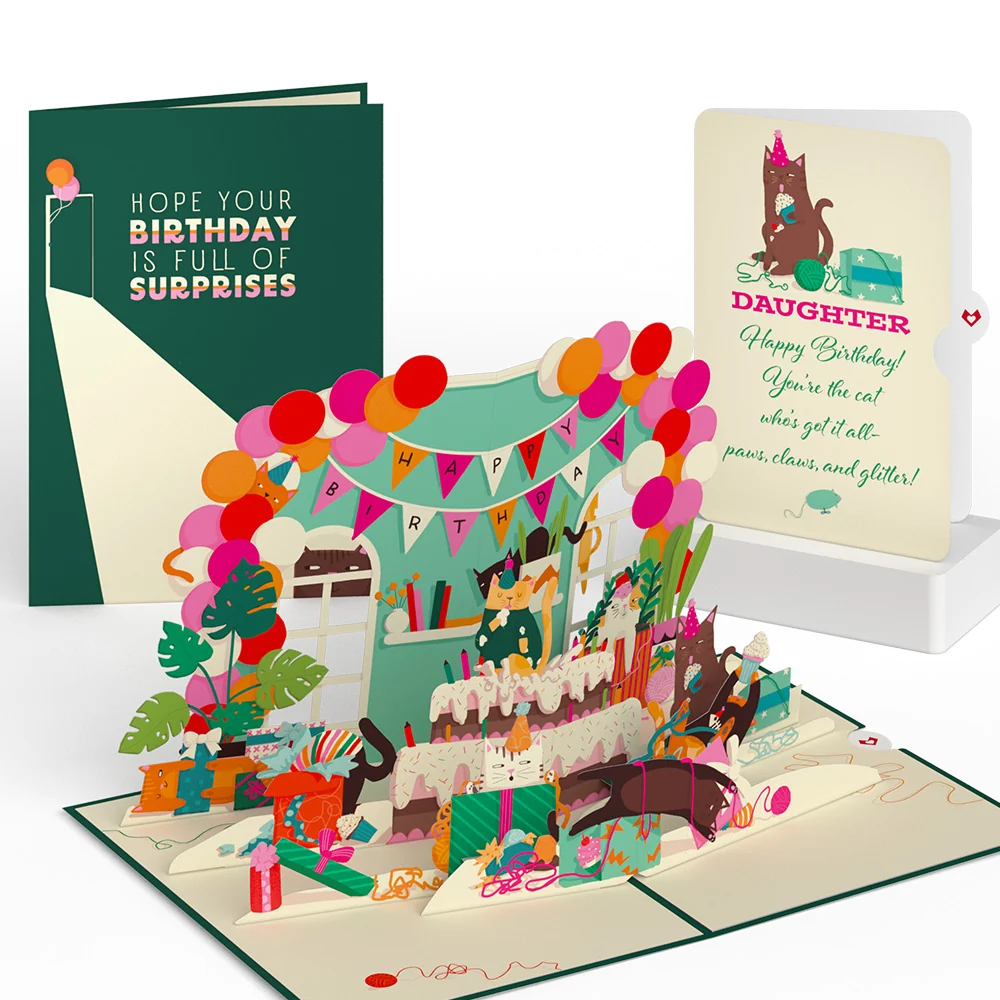 Lovepop Party Cats Birthday Pop-Up Card and Sentiment Set for Daughter