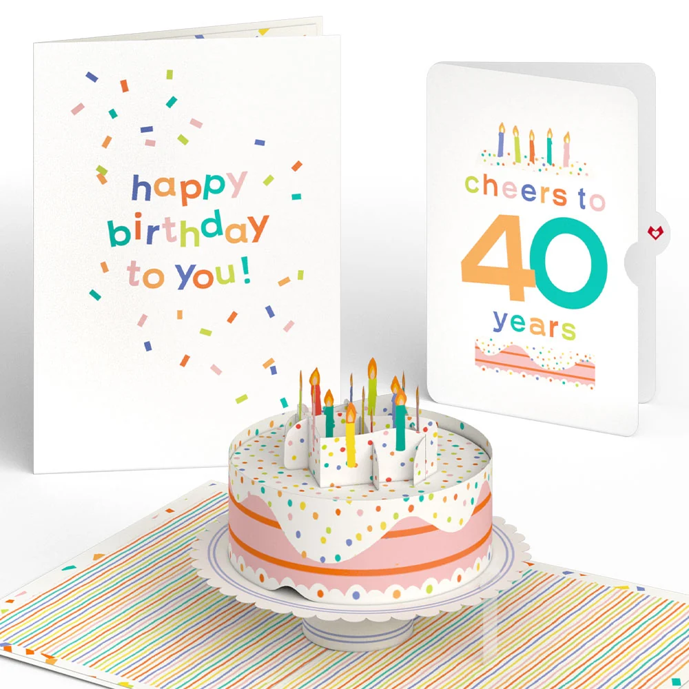 Lovepop Confetti Cake 40th Birthday Pop-Up Card and Sentiment Set Candle