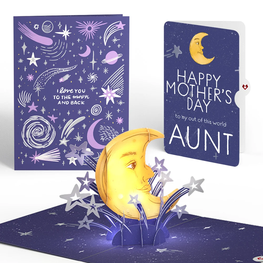 Lovepop Love You to the Moon and Back Mother’s Day Light-Up Pop-Up Card and Sentiment Set for Aunt