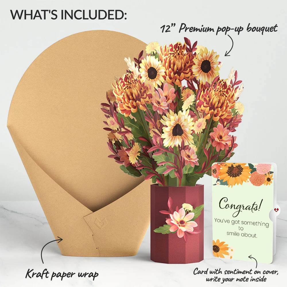 Lovepop Fall Sunshine Congratulations Bouquet and Sentiment Set Vase - Image 2