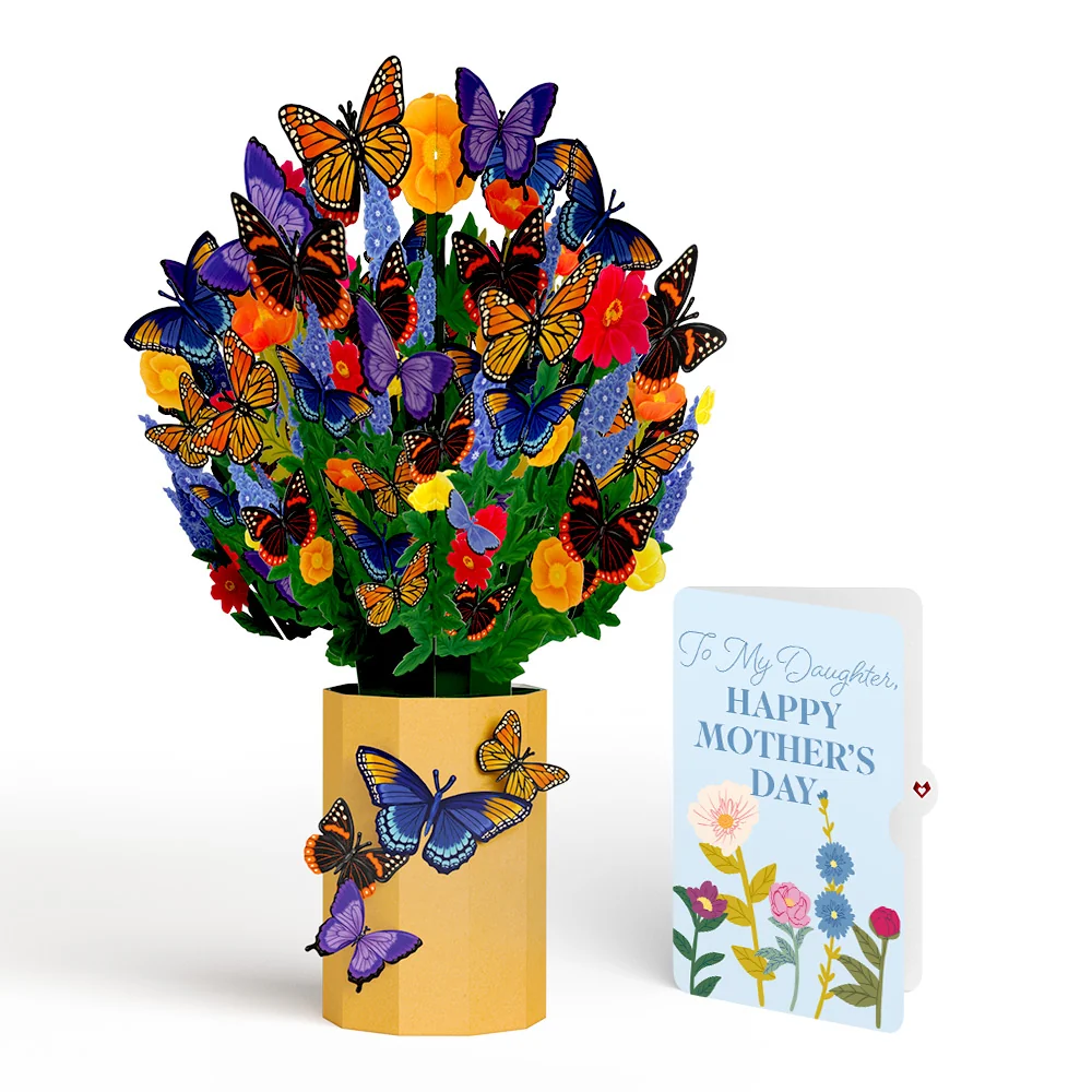 Lovepop Brilliant Butterfly Mother's Day Bouquet and Sentiment Set for Daughter Vase