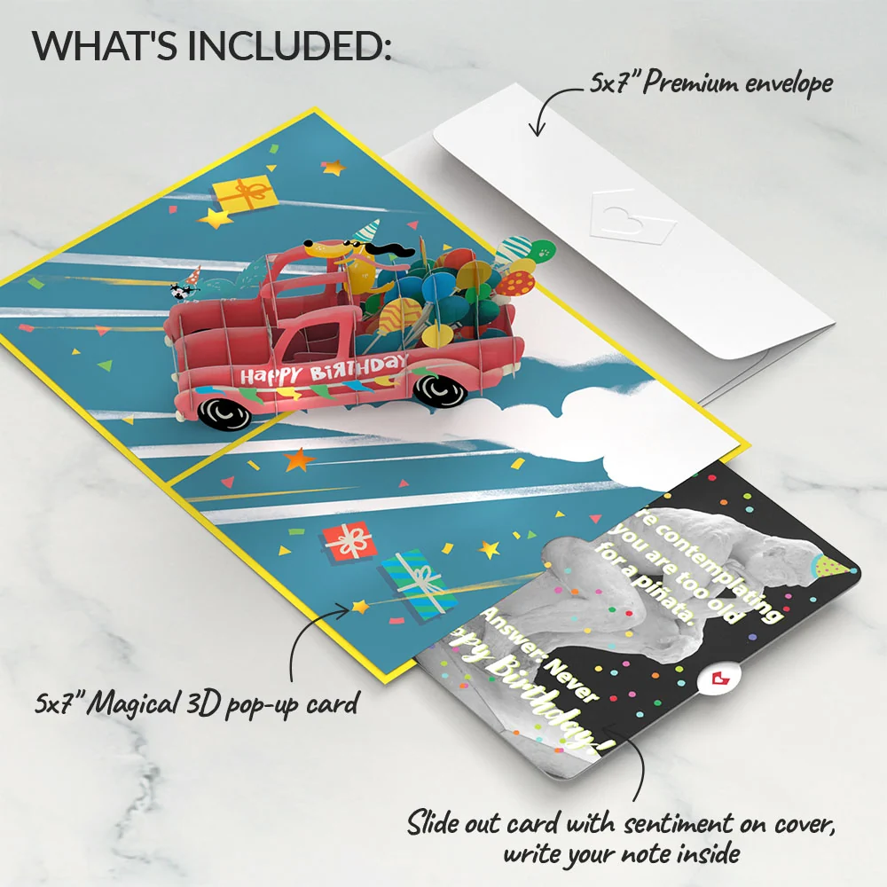 Lovepop Birthday Truck with The Thinker Pop-Up Card and Sentiment Set - Image 2