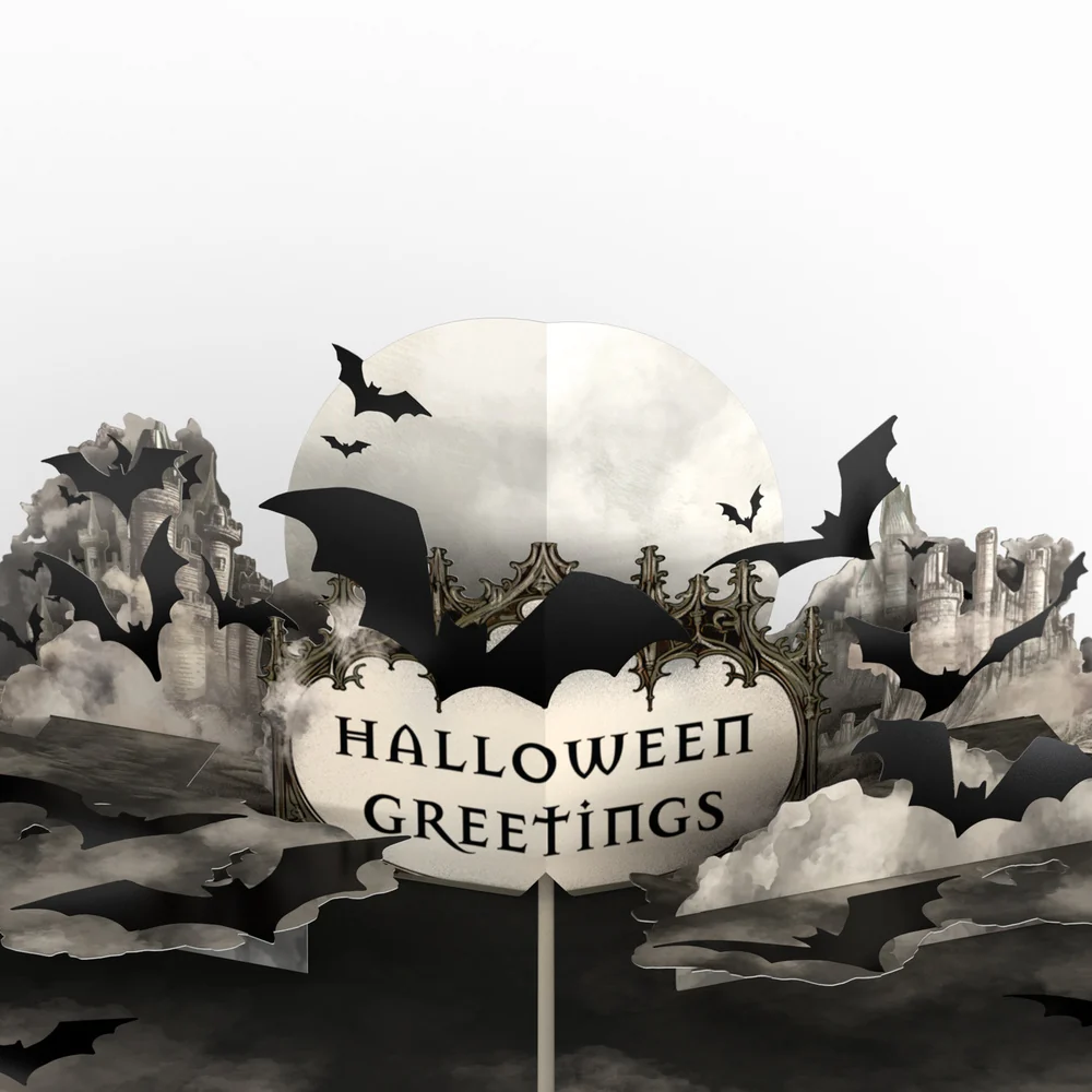 Lovepop Halloween Greetings Pop-Up Card and Gothic Bat Sentiment Set - Image 3