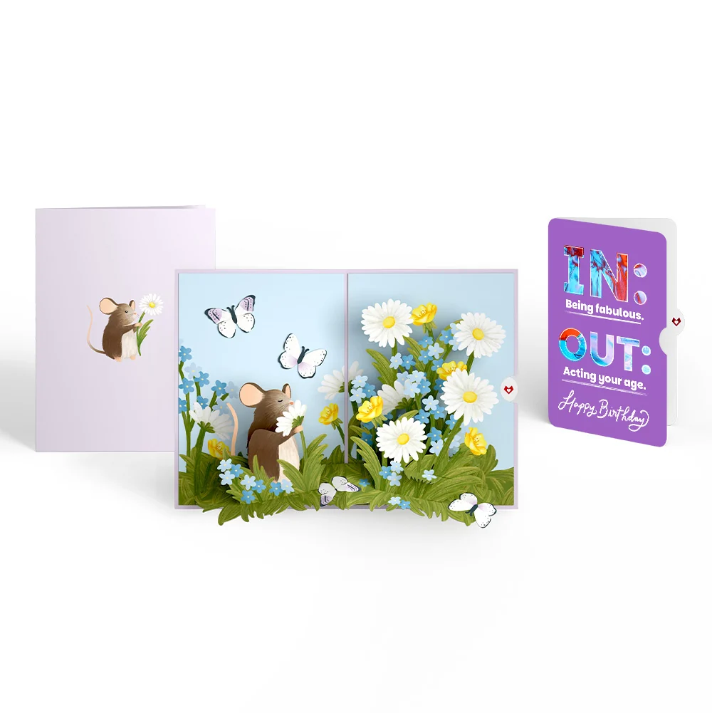 Lovepop Field Mouse in the Flowers Birthday Pop-Up Card and IN & OUT Sentiment Set