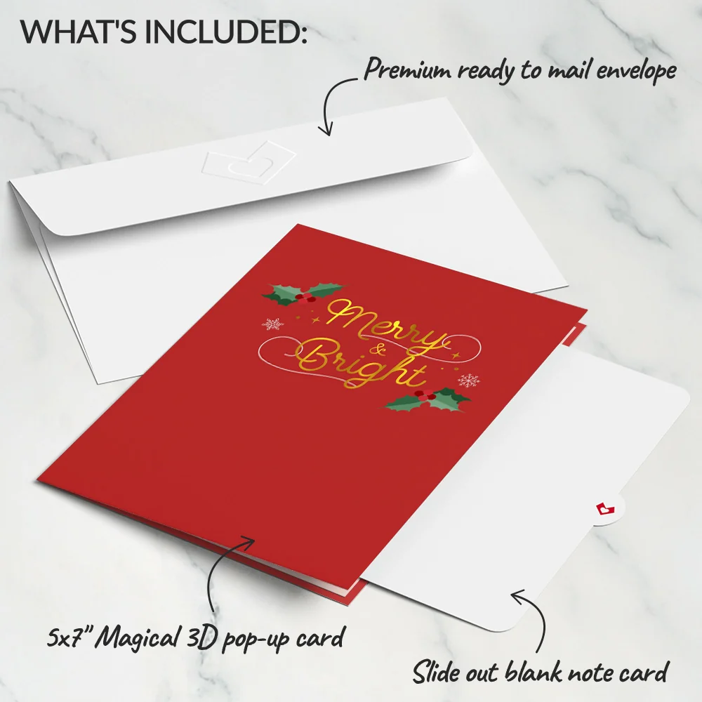 Lovepop Merry and Bright Poinsettia Sleigh Slicegami Ornament Card - Image 6