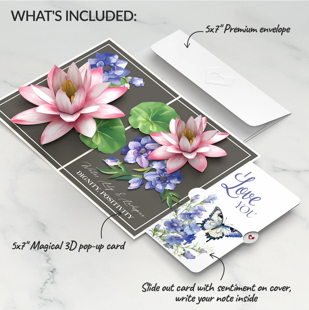 Lovepop Born to Bloom: July Birth Month Flowers Love Pop-Up Card and Sentiment Set - Image 2