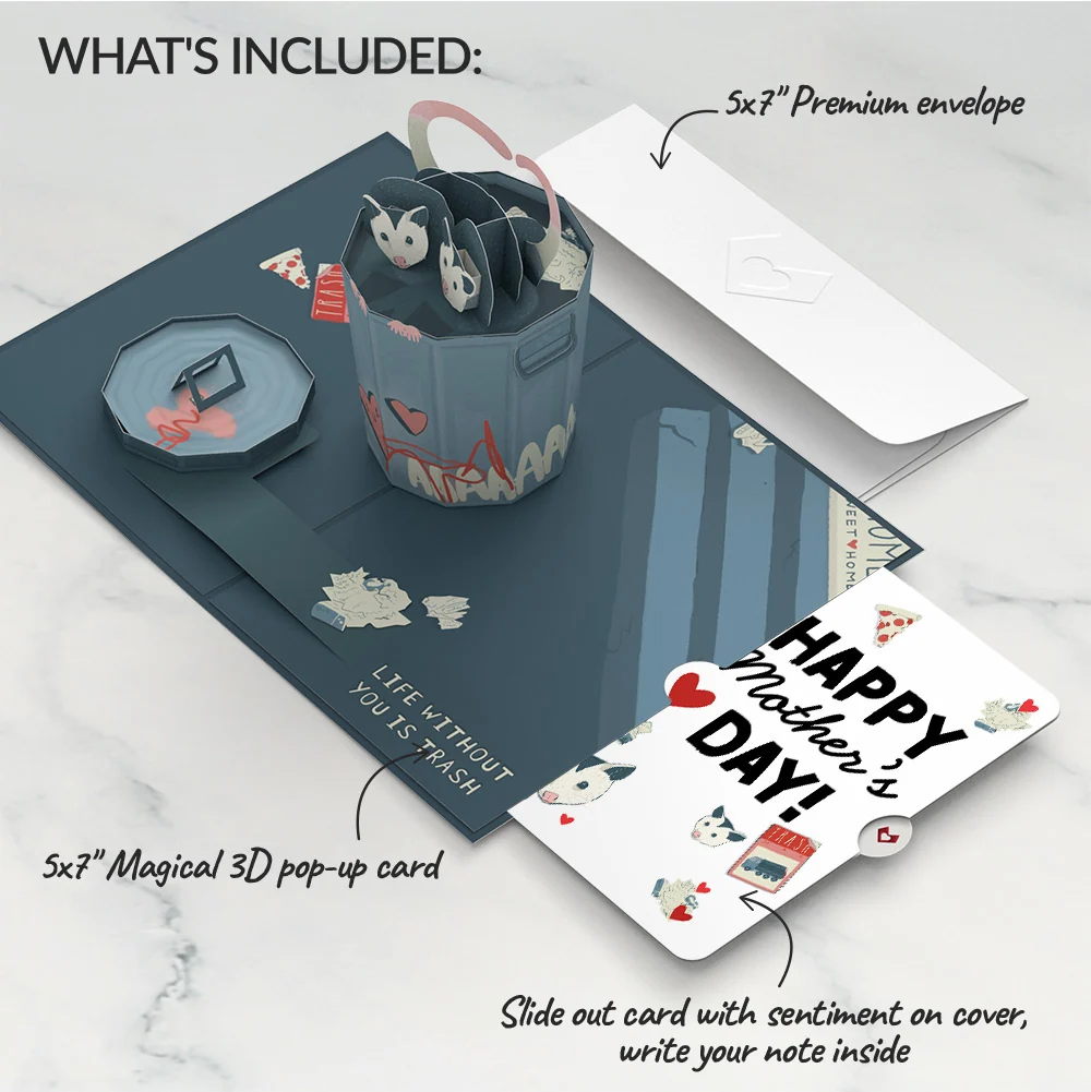 Lovepop Life Without You Is Trash Possums Mother’s Day Pop-Up Card and Sentiment Set - Image 2