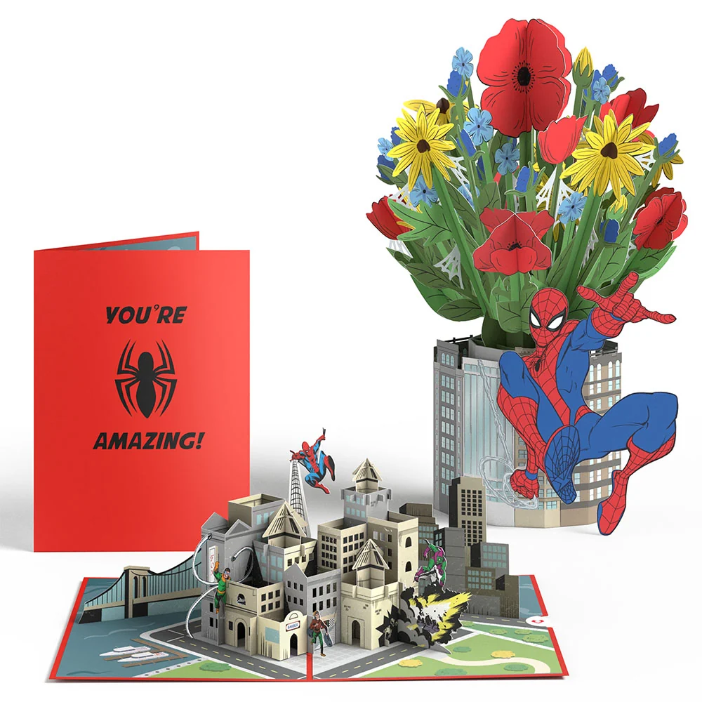Lovepop Marvel’s Spider-Man You’re Amazing Pop-Up Card and Flower Buds Bouquet Bundle