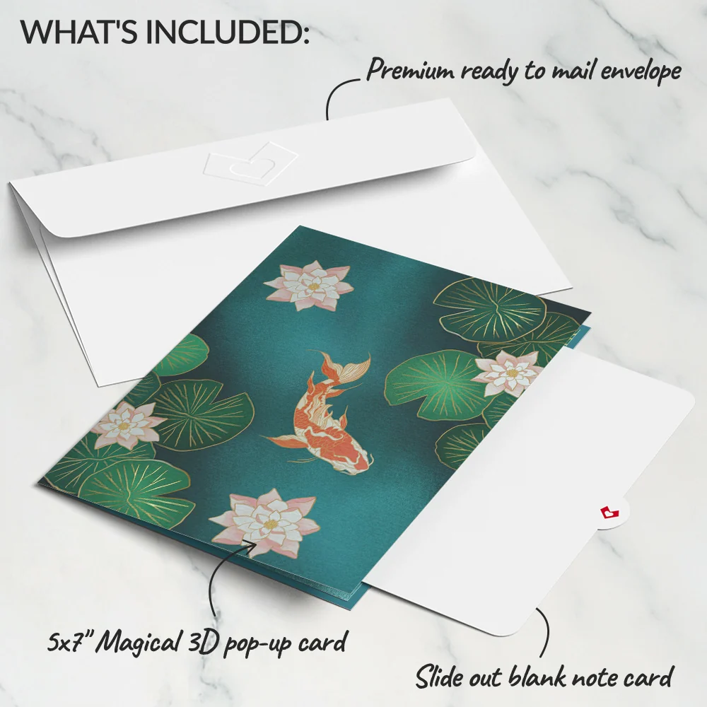 Lovepop Koi Fish and Lotus Pond Pop-Up Card - Image 5