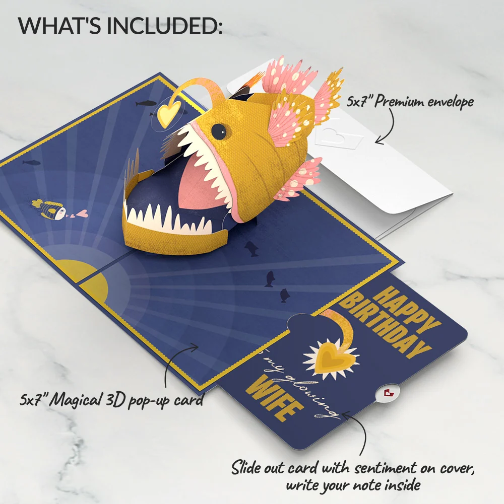 Lovepop You Are My Sunshine Anglerfish Birthday Pop-Up Card and Sentiment Set for Wife - Image 2