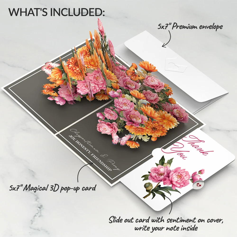 Lovepop Born to Bloom: November Birth Month Flowers Thank You Pop-Up Card and Sentiment Set Cream - Image 2
