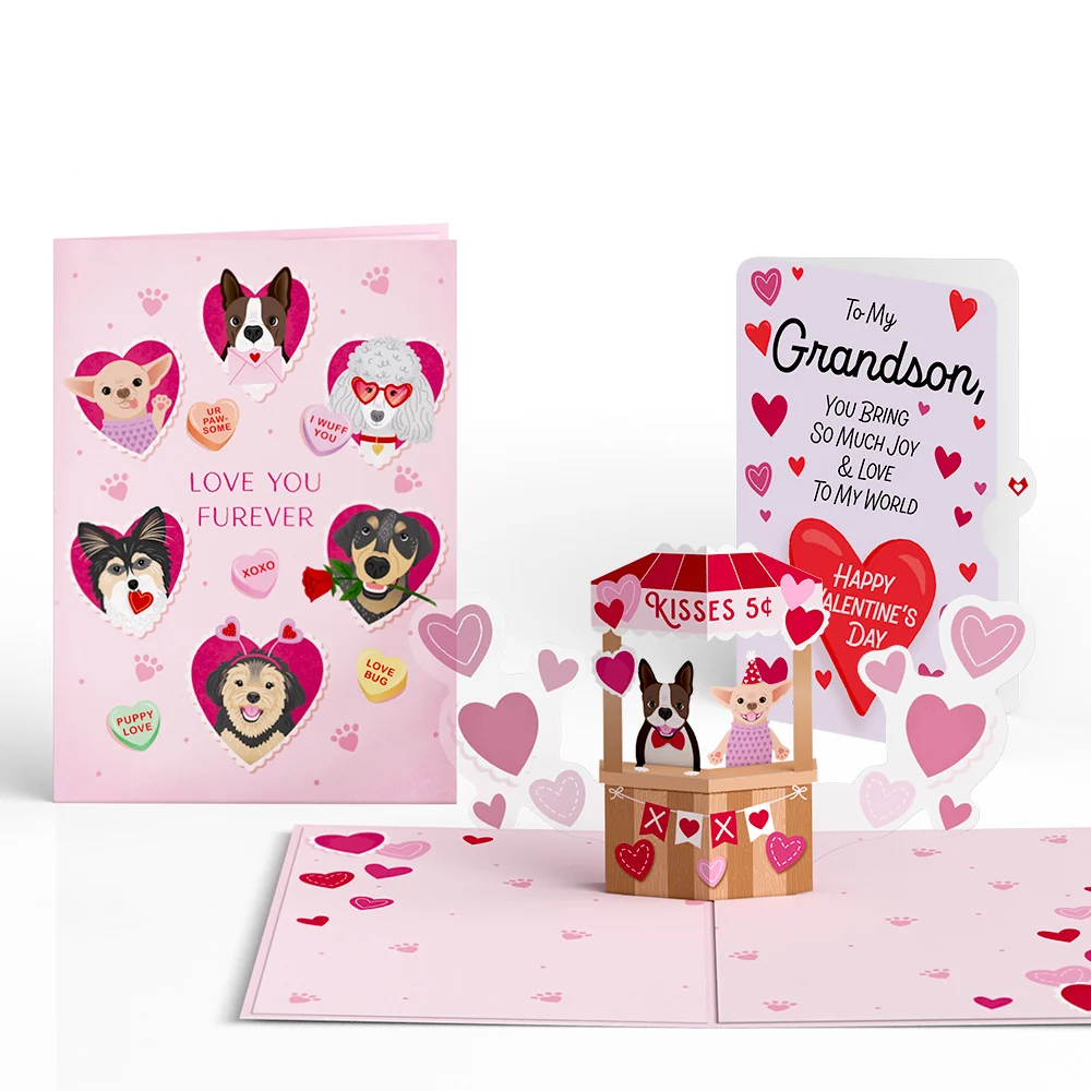 Lovepop Love You Furever Dog Kisses Valentine Pop-Up Card and Sentiment Set for Grandson