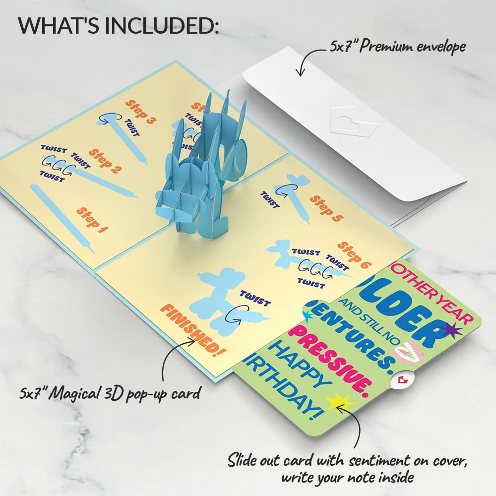 Lovepop Birthday Balloon Animal Pop-Up Card and Sentiment Set - Image 2