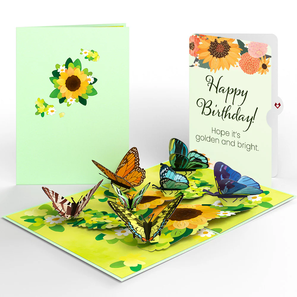 Lovepop Sunflower Butterflies Birthday Pop-Up Card and Sentiment Set Candle