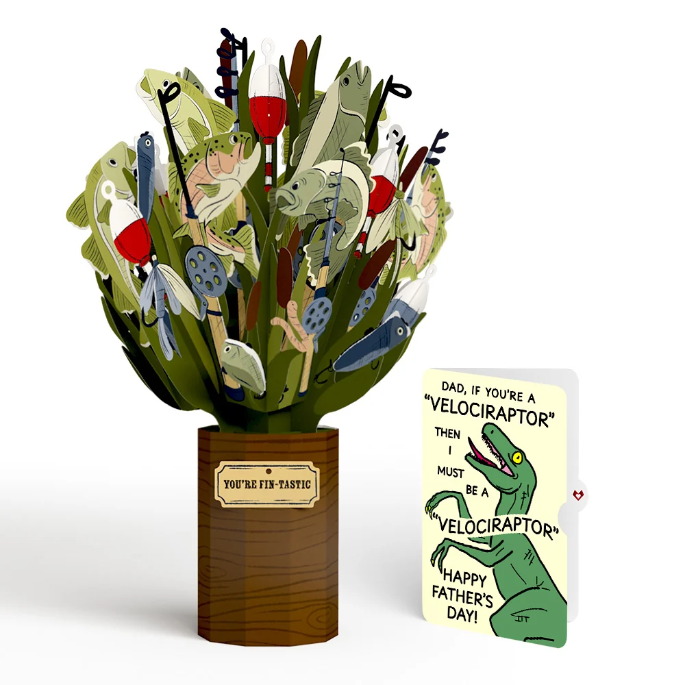 Lovepop Fin-tastic Fish Father's Day Bouquet and Velociraptor Sentiment Set
