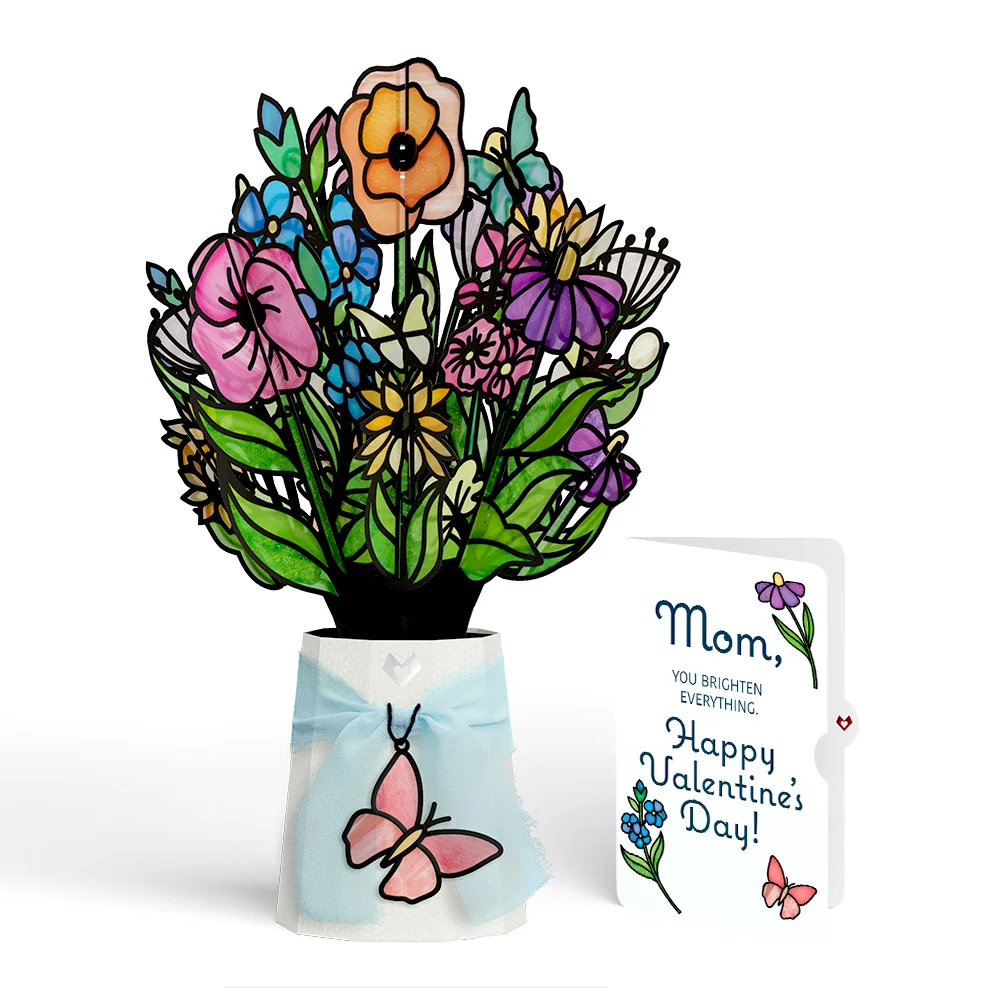 Lovepop Garden Glow Valentine Suncatcher Bouquet and Sentiment Set for Mom Glass