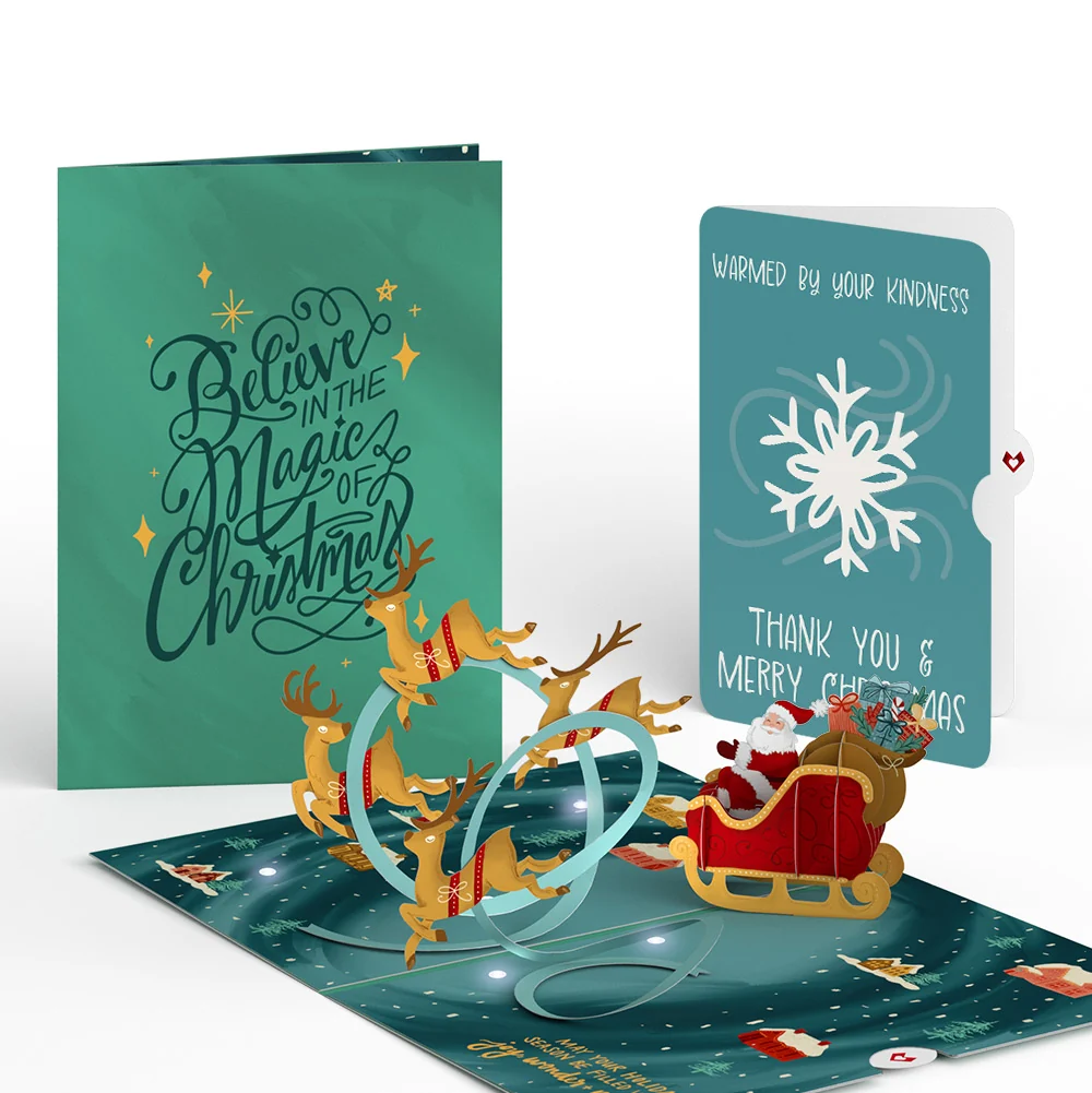 Lovepop Magic of Christmas Santa's Sleigh Light-Up Pop-Up Card and Snowflake Kindness Sentiment Set