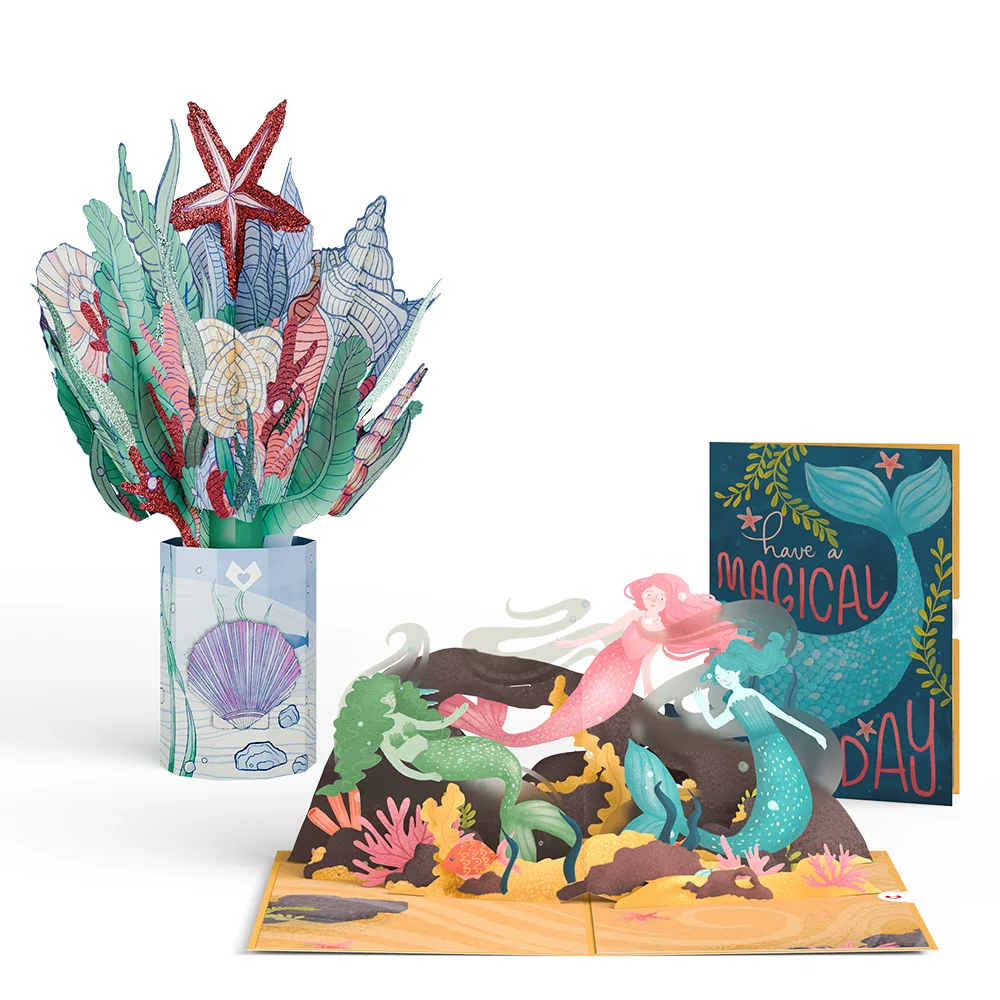 Lovepop Magical Mermaid Birthday Pop-Up Card & Glitter Bouquet Bundle