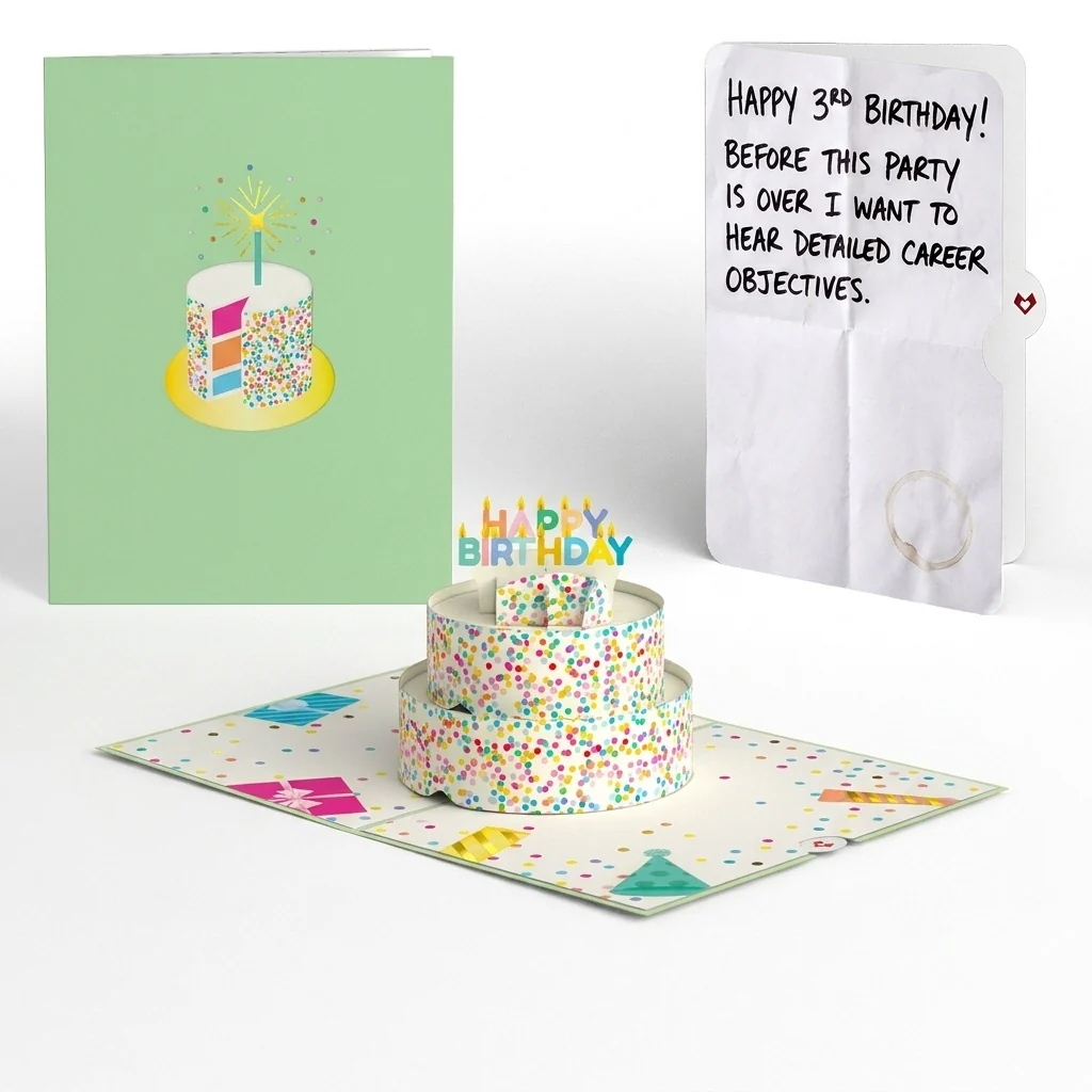 Lovepop Sprinkles Birthday Cake Pop-Up Card and Career Objectives Sentiment Set Candle