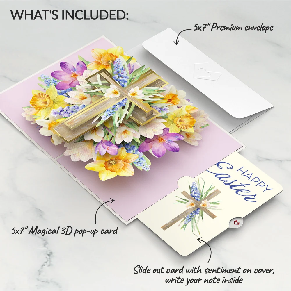 Lovepop The Lord Bless You Floral Cross Easter Pop-Up Card and Wildflower Cross Grace Sentiment Set Cream - Image 2