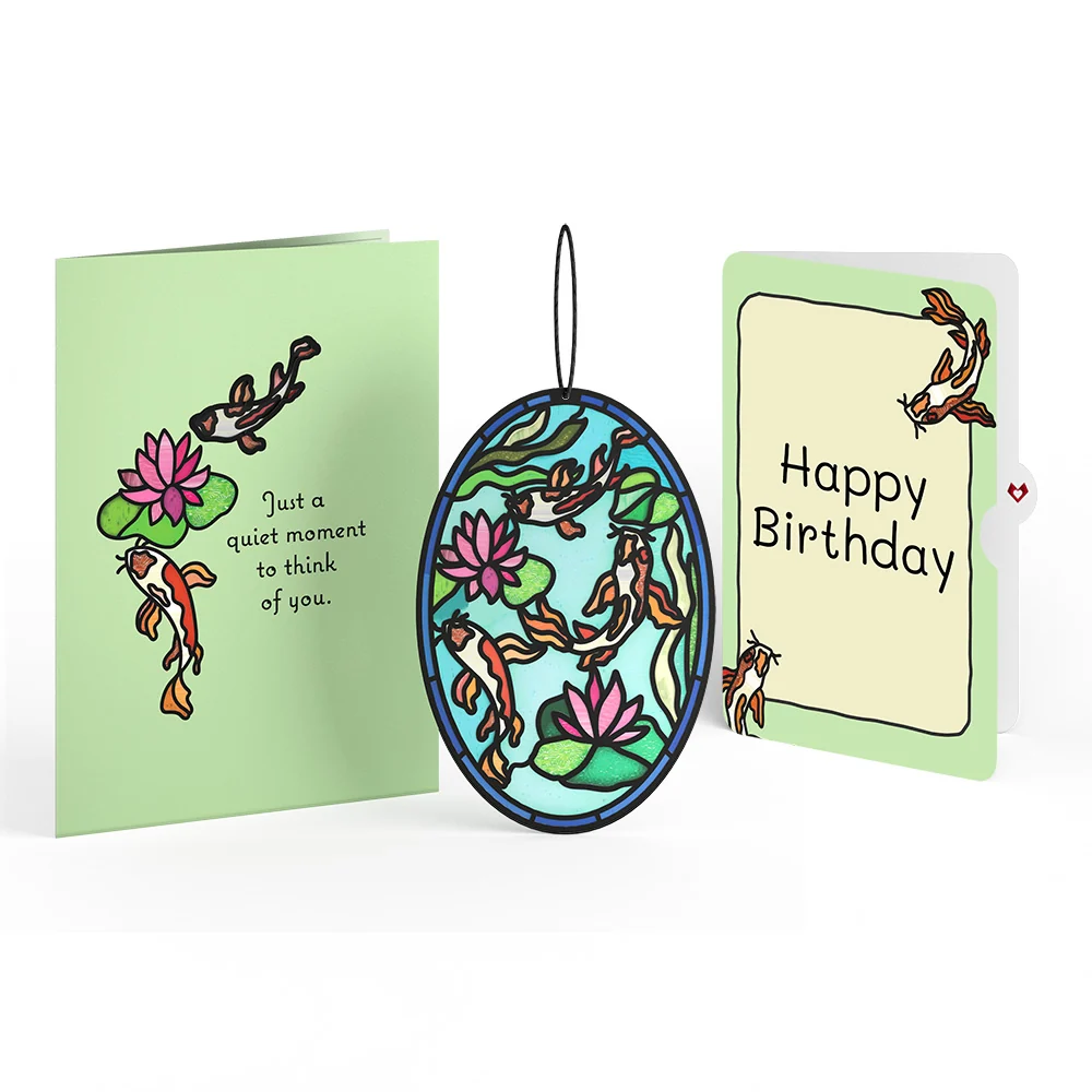 Lovepop Quiet Moment Koi Pond Birthday Suncatcher Card and Sentiment Set Glass