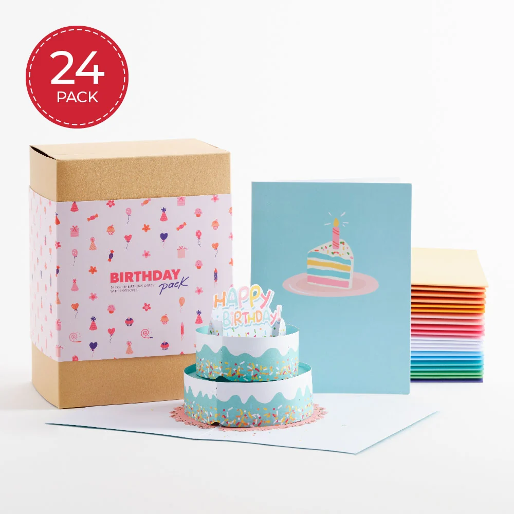 Lovepop Paperpop Birthday Box Set (Assorted 24-Pack): Paperpop Card Candle