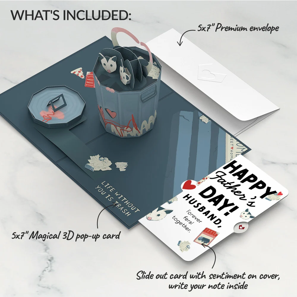 Lovepop Life Without You Is Trash Possums Father’s Day Pop-Up Card and Sentiment Set for Husband - Image 2