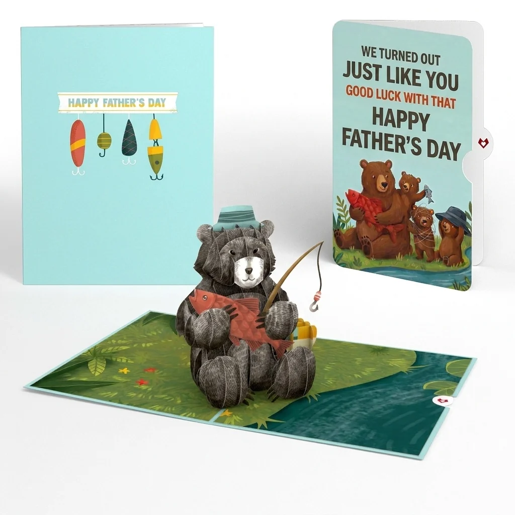 Lovepop Father's Day Fishing Bear Pop-Up Card and Bear Cubs Sentiment Set