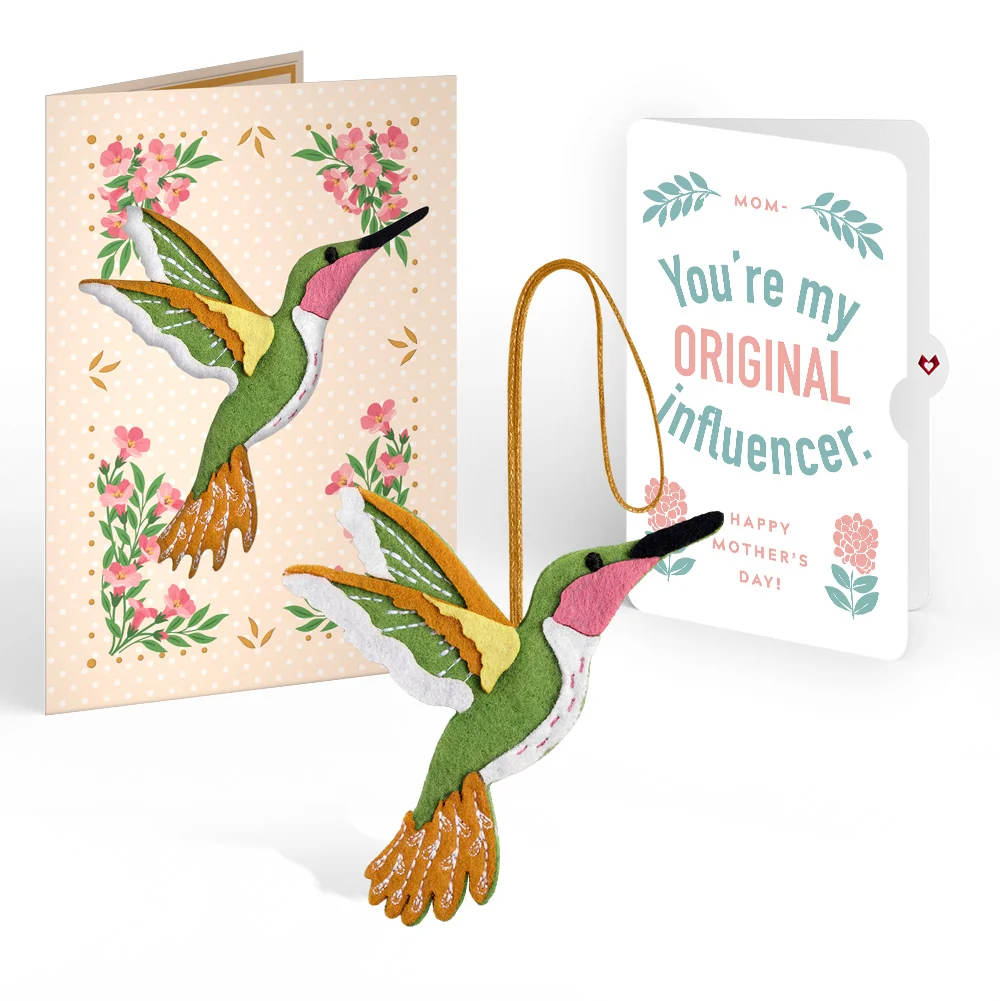 Lovepop Serene Hummingbird Mother’s Day HeartFelt Charm Card and Original Bloom Tribute Sentiment Set for Mom